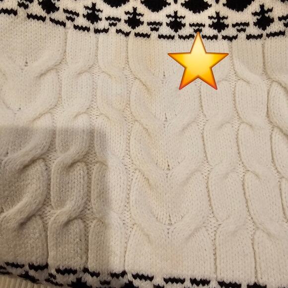 LOFT XL Sweater NWT Cream Black Fair Isle Cable Knit Nordic Cottagecore Cozy - Picture 9 of 12